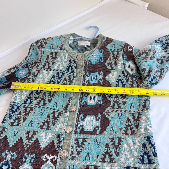 Soft Surroundings Tapestry Duster Long Sweater Cardigan Southwest Aztec - Picture 6 of 11